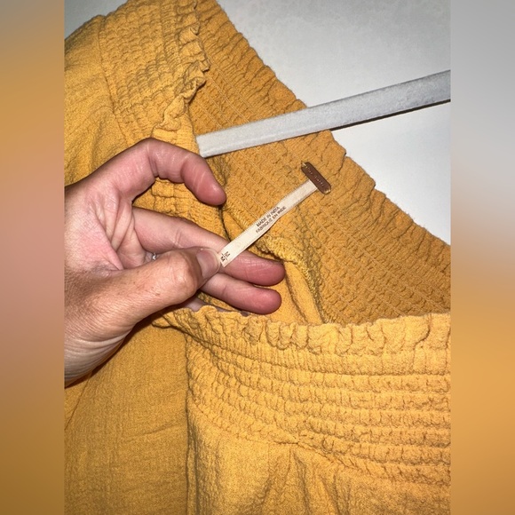 NWOT Free People Yellow Go For Drama Ruffle One Shoulder Top